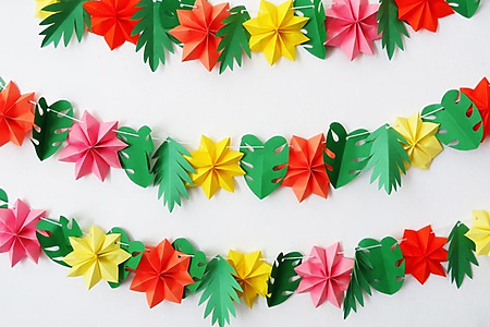 DIY paper garland for a tropical summer party