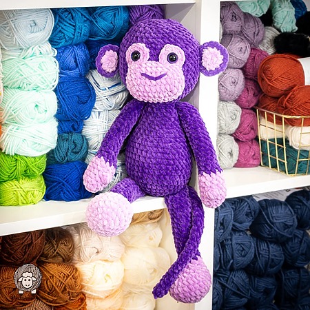 free amigurumi crochet monkey pattern with plush chenille yarn