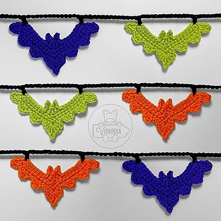 free crochet bat Halloween garland pattern