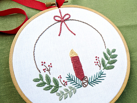 Holiday Candle Embroidery Pattern