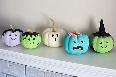 DIY painted pumpkins with monster faces tutorial