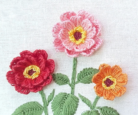 Zinnia hand embroidery tutorial for beginners