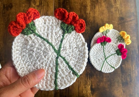 Easy Crochet 3D Flower Coasters Tutorial
