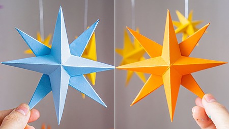 how to make 3D star ornaments from paper