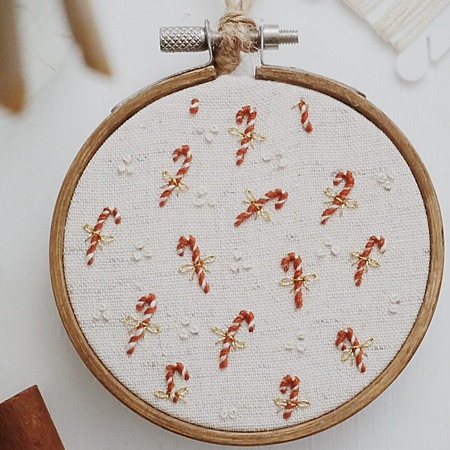 Free Candy Cane Ornament Embroidery Pattern for Christmas