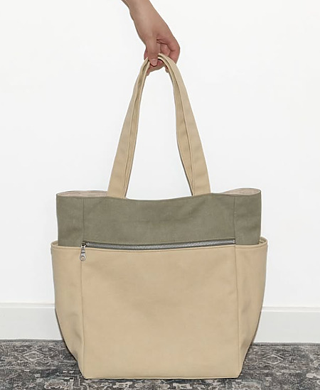 DIY multi-pocket tote bag tutorial by Sewingly Carol