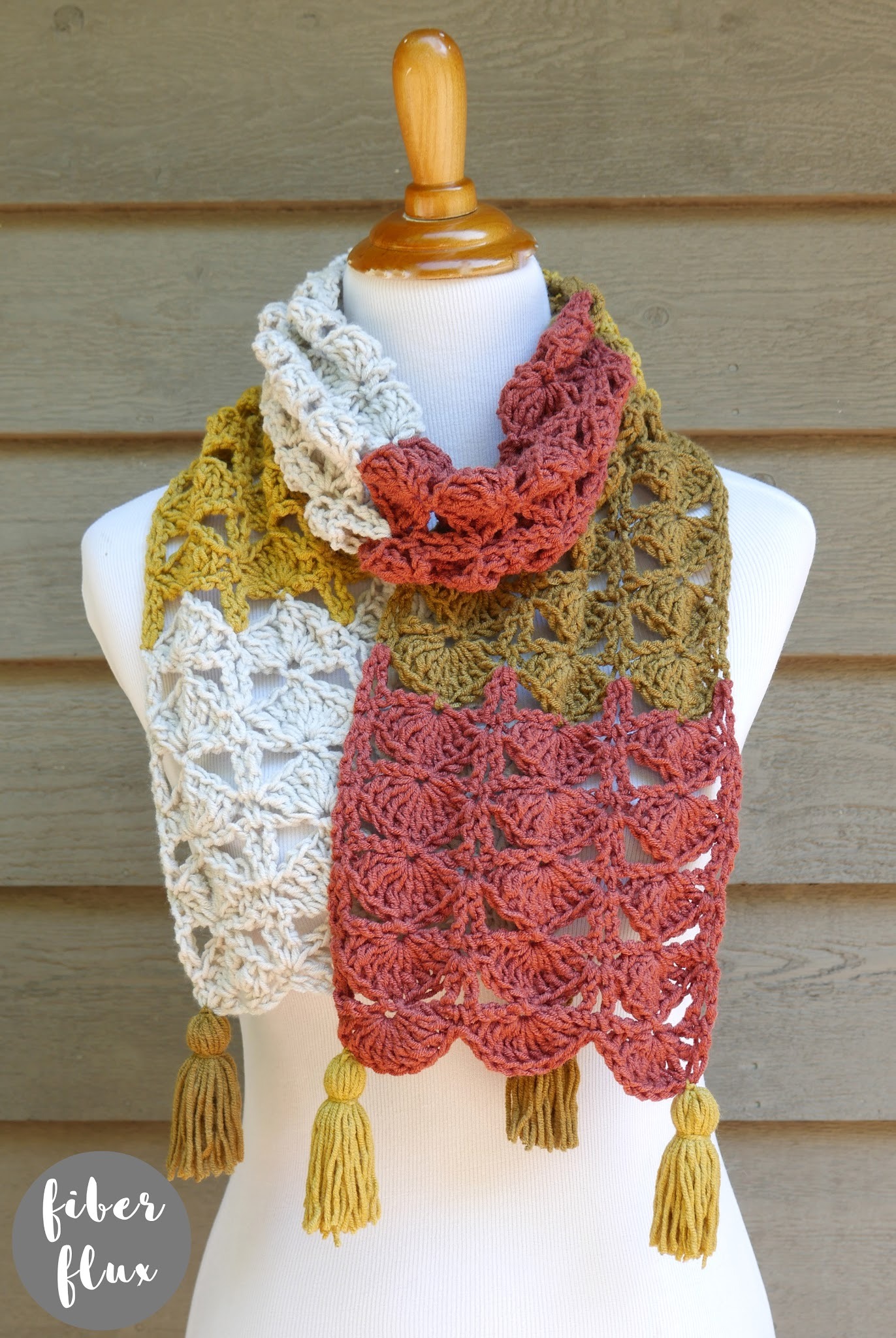 Ginkgo Leaf Crochet Scarf by Fiber Flux