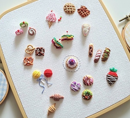 Tiny Sweet Embroidery Pattern - Free Mini Dessert Embroidery Tutorial