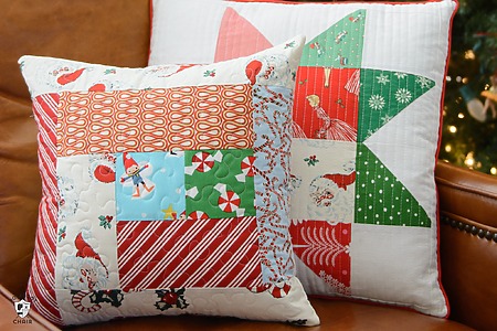 Log Cabin Quilt Block Pillow - Fast Festive Pillow Sewing Tutorial