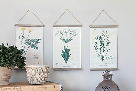 DIY Inexpensive Gallery-Style Wall Art - Botanical Print Wall Hanging Tutorial