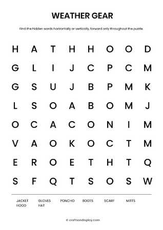 Free printable weather word search puzzles - Crafts on display
