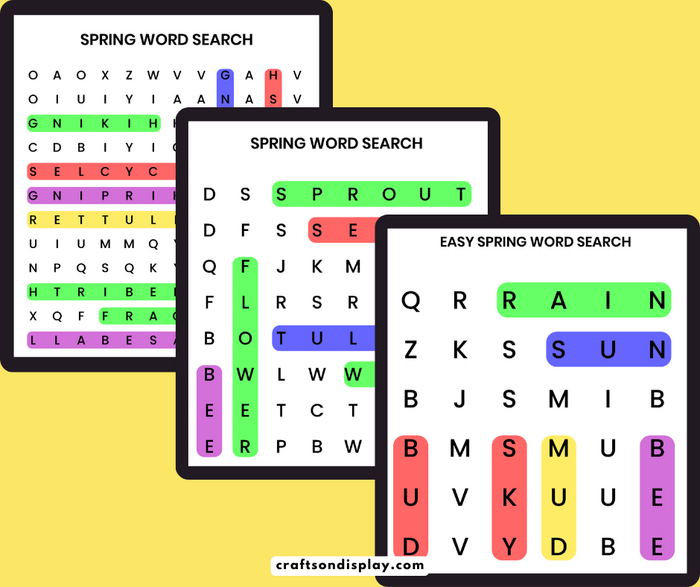 Free Printable Spring Word Search Puzzles for Kids