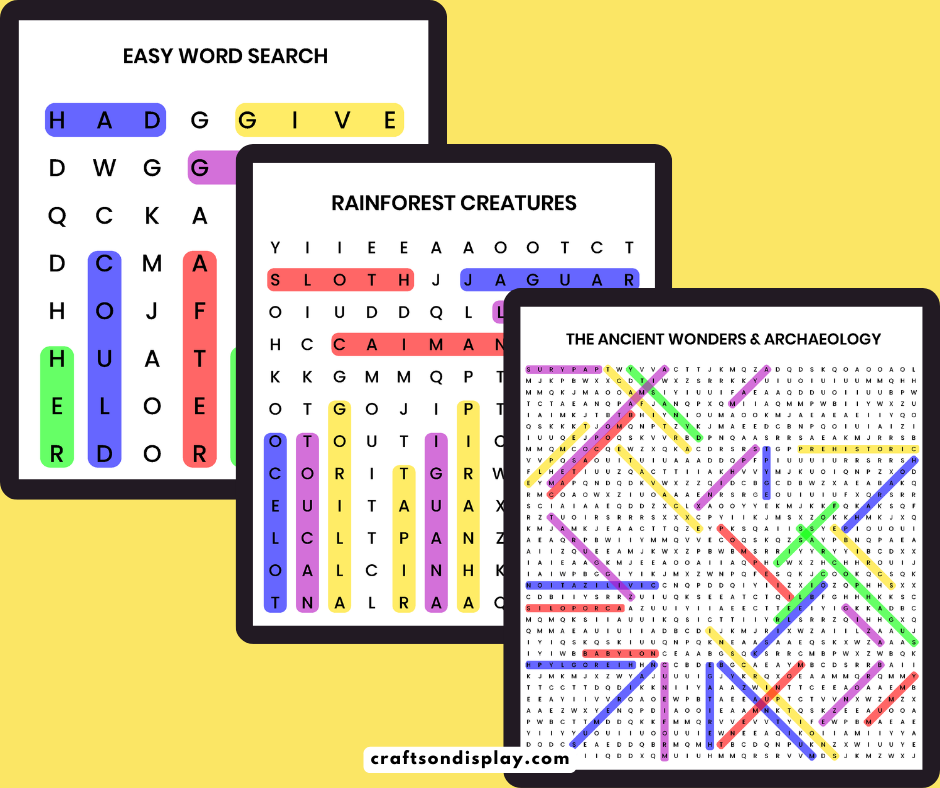 free printable word search puzzles with answer keys