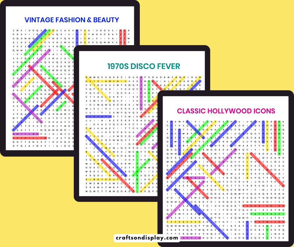 Free Giant Nostalgia & Pop Culture Word Search Puzzles