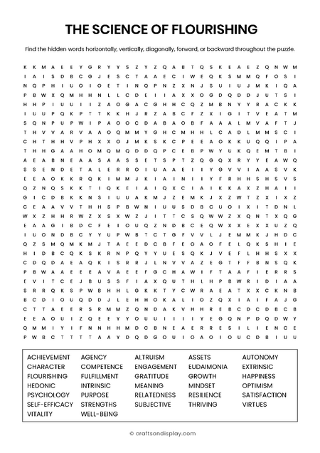 The Science of Flourishing word search puzzle free