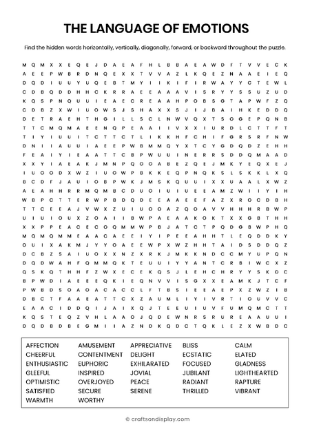 the language of emotions word search puzzle