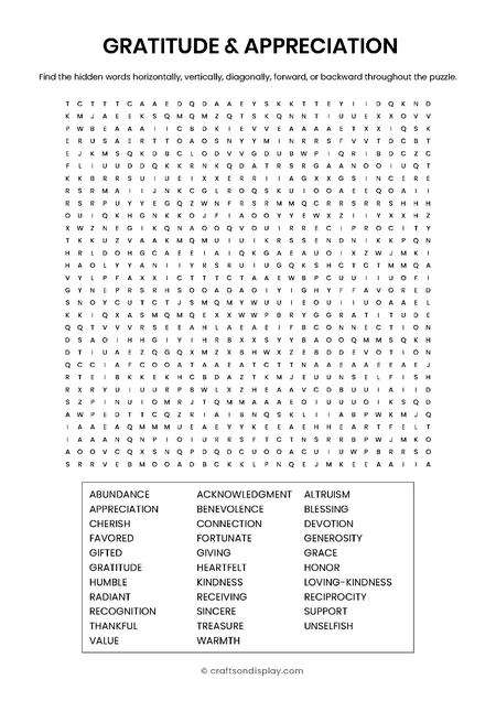 gratitude word search puzzle free