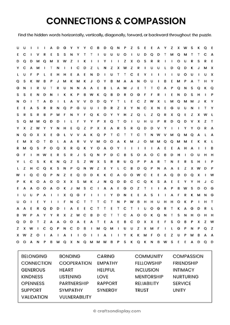 compassion word search puzzle free printable