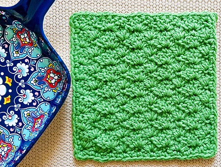 Free closed shell crochet dishcloth pattern - How to crochet a reversible textured washcloth