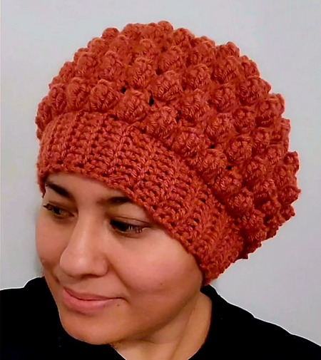 Free popcorn stitch crochet beret tutorial - How to crochet a textured women&rsquo;s beret hat