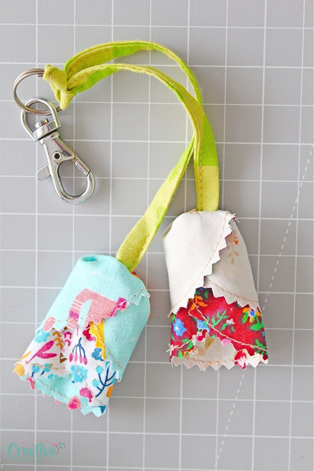 How to sew easy fabric tulips from scraps - DIY fabric tulip keychain and decor tutorial