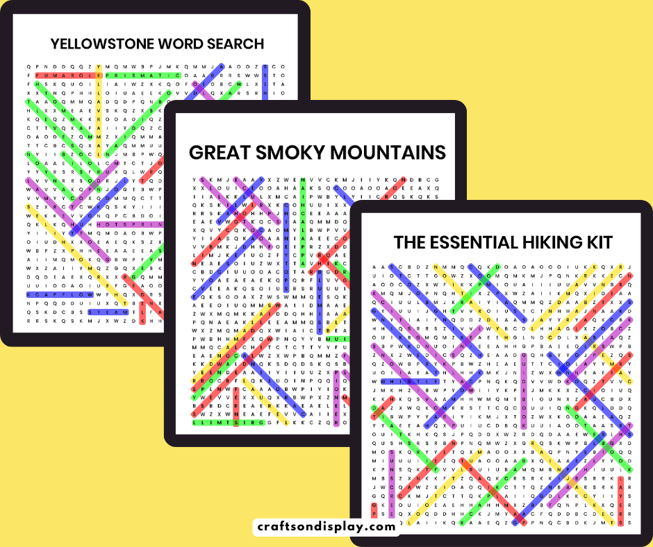 Free giant national parks word search puzzles