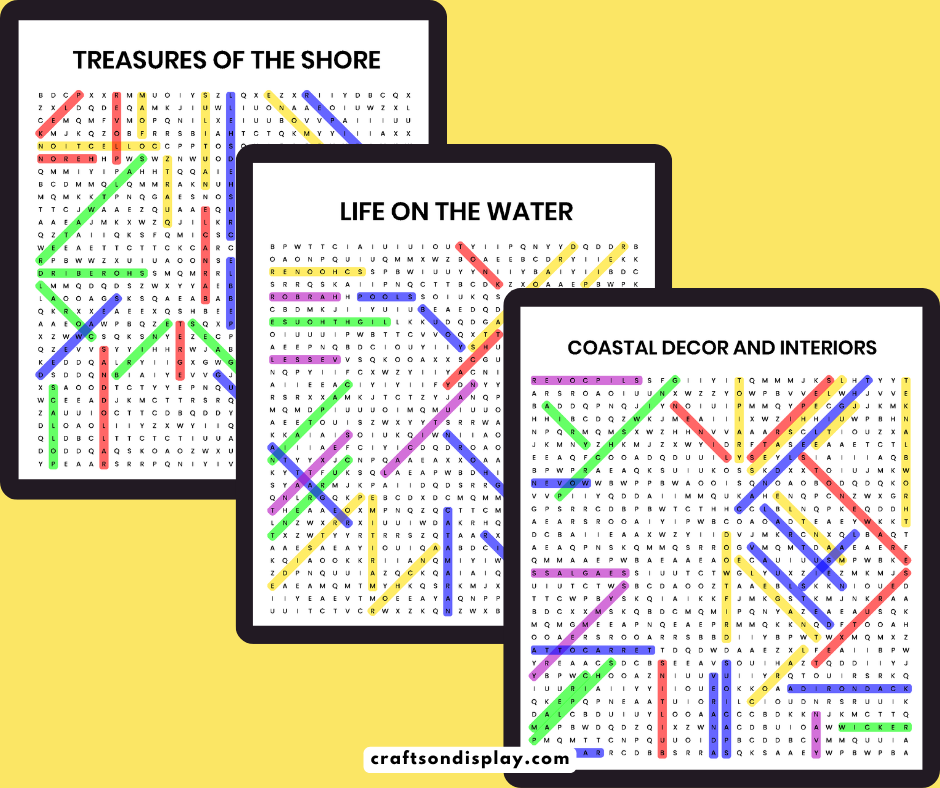 Free Giant Coastal Grandmother & Seaside Living Word Search Puzzles for Adults