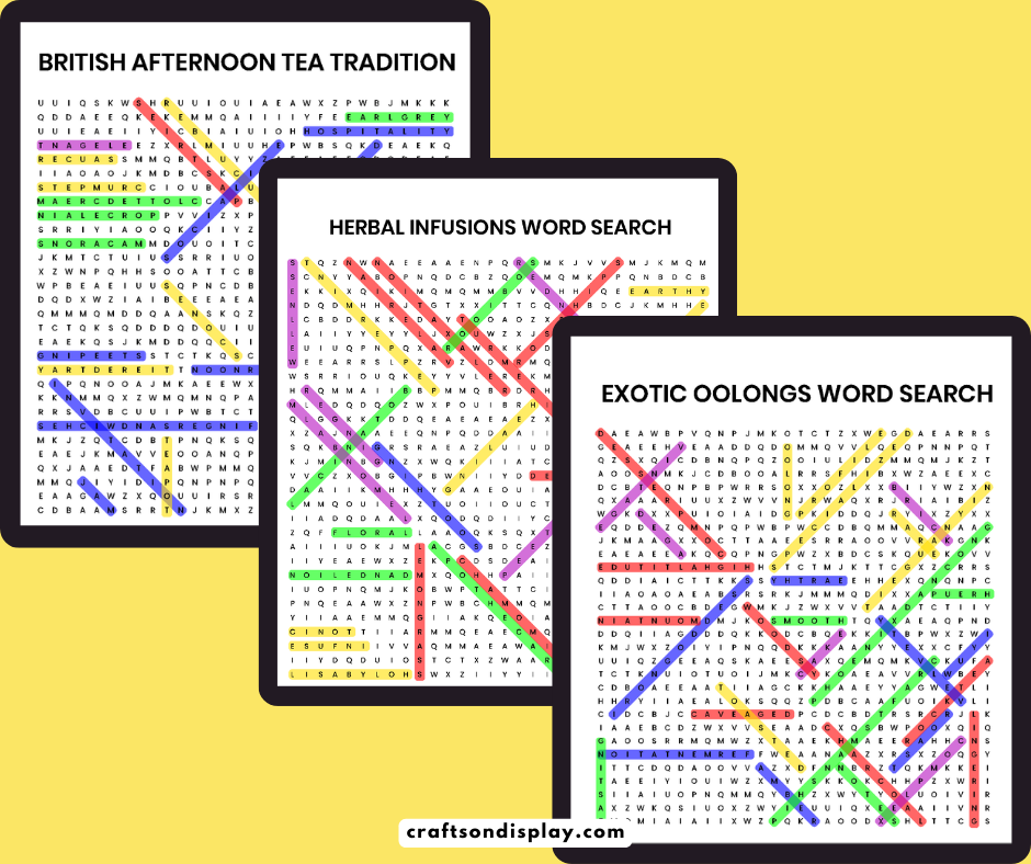 Free Giant The Art of Tea Word Search Puzzles for Adults