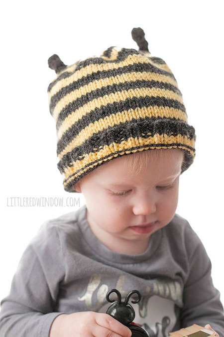 free baby bee hat knitting pattern