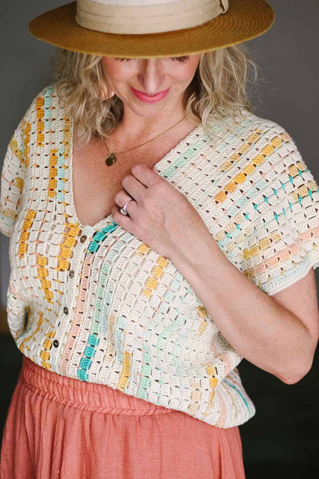 Crochet Tee Made From Two Rectangles - Free Pattern