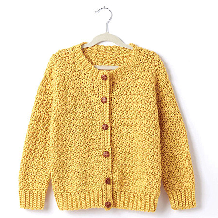 Child&rsquo;s crochet crew neck cardigan Yarnspirations