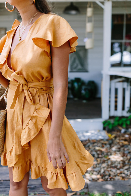 Ruffle Hem Wrap Dress by Geneva Vanderzeil
