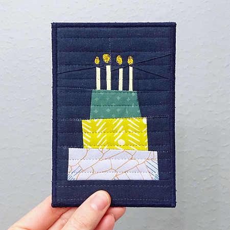 Free birthday cake postcard quilt block pattern