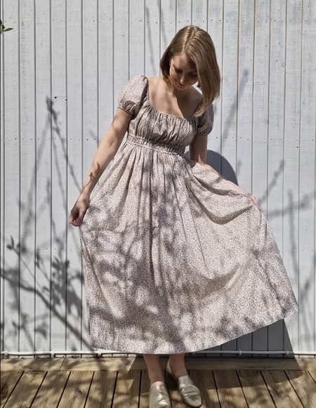 Free cottage dress gathered maxi sewing pattern