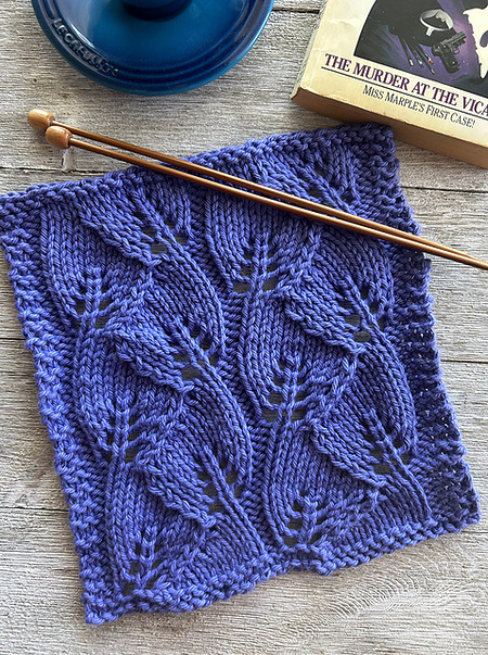 Free Jane Marple lace leaf dishcloth knitting pattern