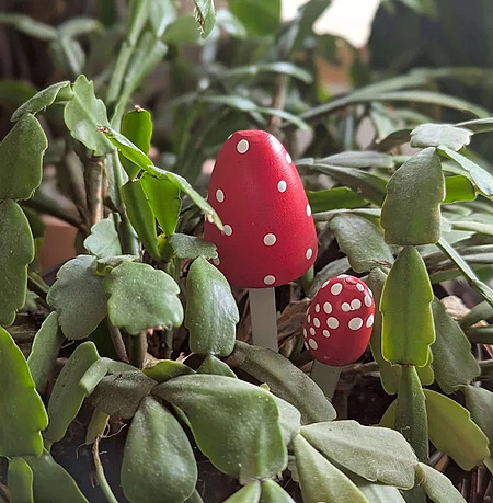 How to turn vintage shoe stretchers into mushroom decor - DIY wooden mushroom plant pokes tutorial
