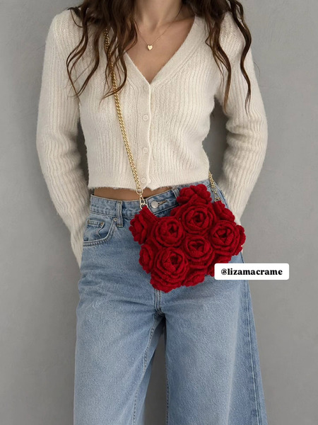 3D Rose Crochet Granny Square Bag Tutorial