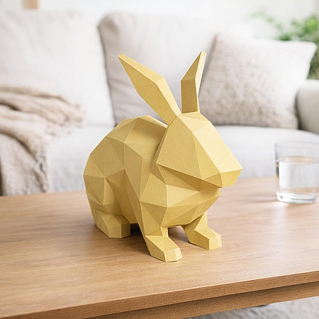 Free 3d origami sitting rabbit papercraft tutorial - How to make a geometric paper rabbit sculpture