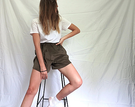 DIY Easy High Waisted Corduroy Shorts by The Essentials Club