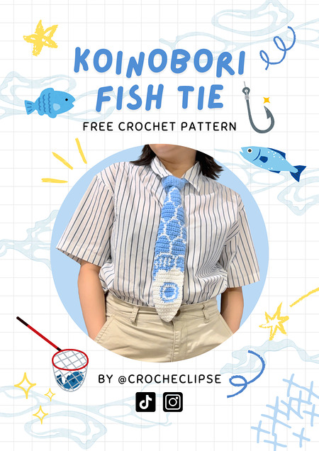 free crochet fish tie pattern by Crocheclipse