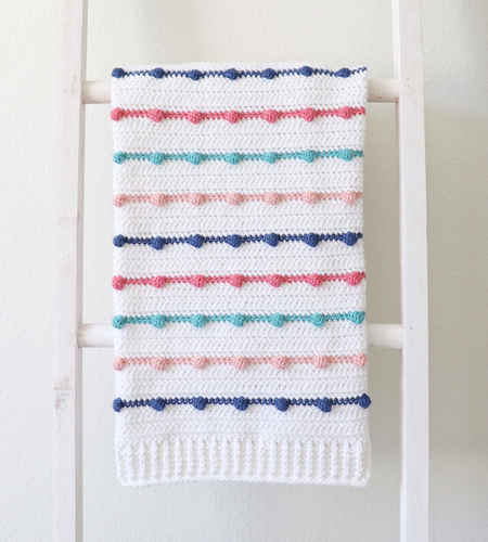 Free Crochet Bobble Lines Baby Blanket Pattern