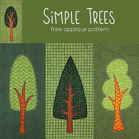Free simple trees applique pattern - How to sew mix and match fusible tree applique