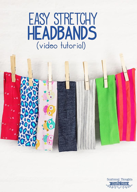 DIY easy stretch knit scrap headband tutorial - Quick back to school fabric headband sewing pattern