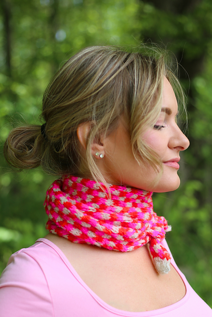 free mosaic checkerboard scarf knitting pattern