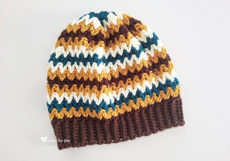 How to crochet an easy textured fall beanie - Beginner DIY scrap yarn crochet hat by Crochet For You