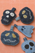 Upcycled Denim Halloween Keychains From Old Jeans - fun scrap-busting sewing project