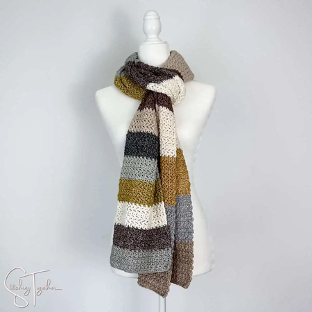 colorful striped scarf pattern from Stitching Together
