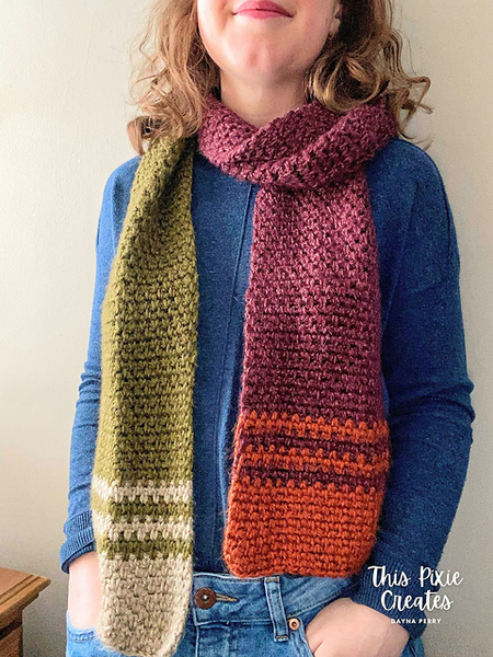free moss stitch scarf pattern by This Pixie Creates