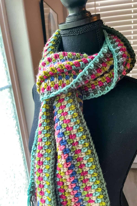 stash busting moss stitch scarf guide from The Caffeinated Snail