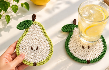 How to Crochet a Pear Coaster - Easy Crochet Tutorial from Do with Reyhane